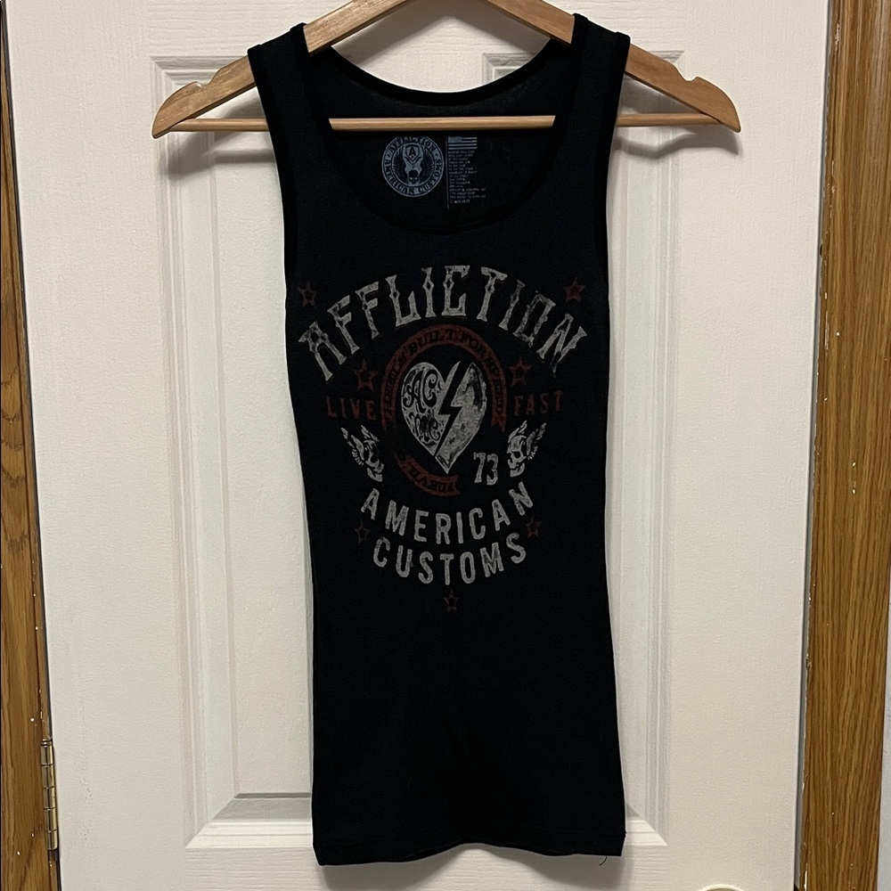 Affliction Blue and Red Graphic Tank